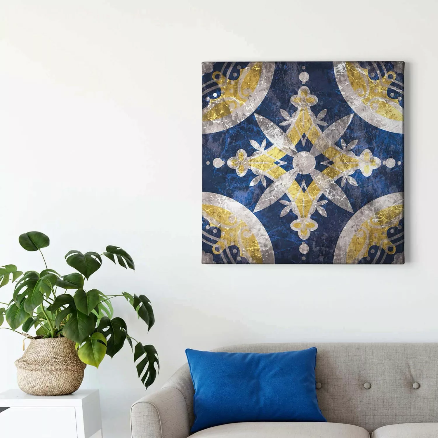 Bricoflor Mosaik Leinwand Bild Orientalisches Wandbild In Dunkelblau Und Ge günstig online kaufen