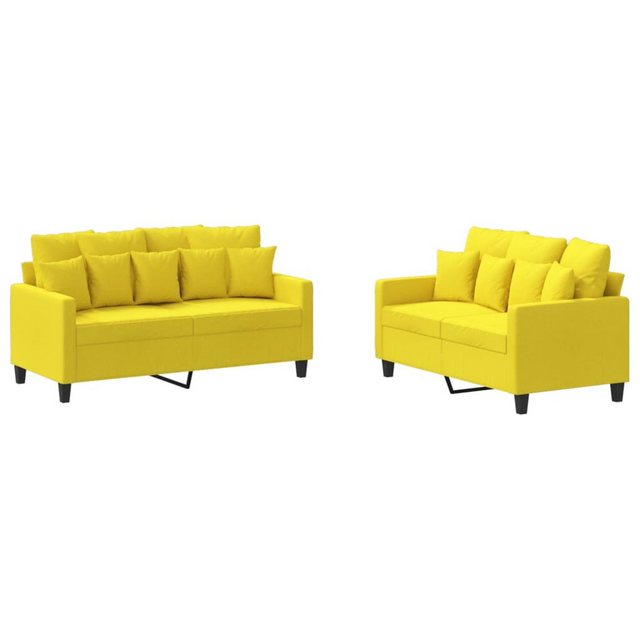 vidaXL Sofa Sofagarnitur Set mit Kissen Stoff, 2-tlg., Gelb günstig online kaufen