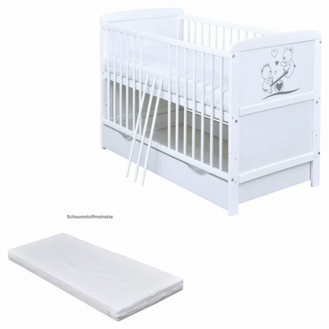 Baby-Delux Babybett Luna Teddy Wippe, Kinderbett Gitterbett 140x70 weiß mit günstig online kaufen