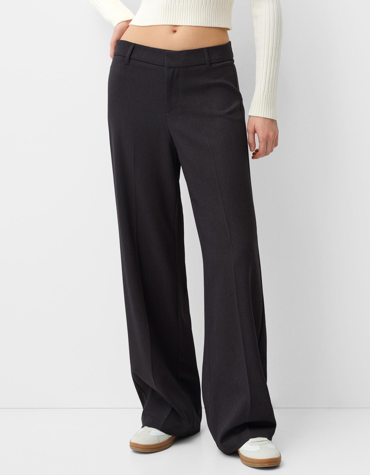 Bershka Wide Leg Tailoring-Hose Damen 44 Grau günstig online kaufen