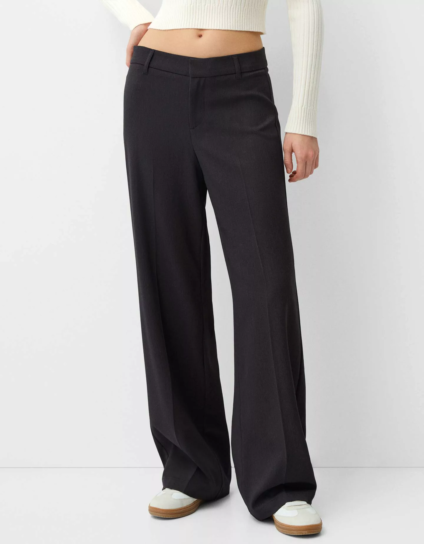 Bershka Wide Leg Tailoring-Hose Damen 38 Grau günstig online kaufen