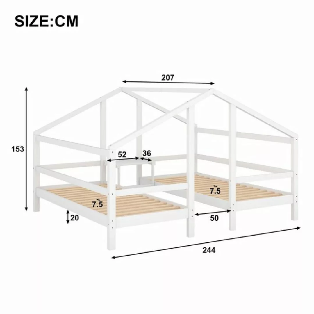 Flieks Hausbett, zwei Einzelbetten unter einem Dach Kinderbett 90*200cm günstig online kaufen