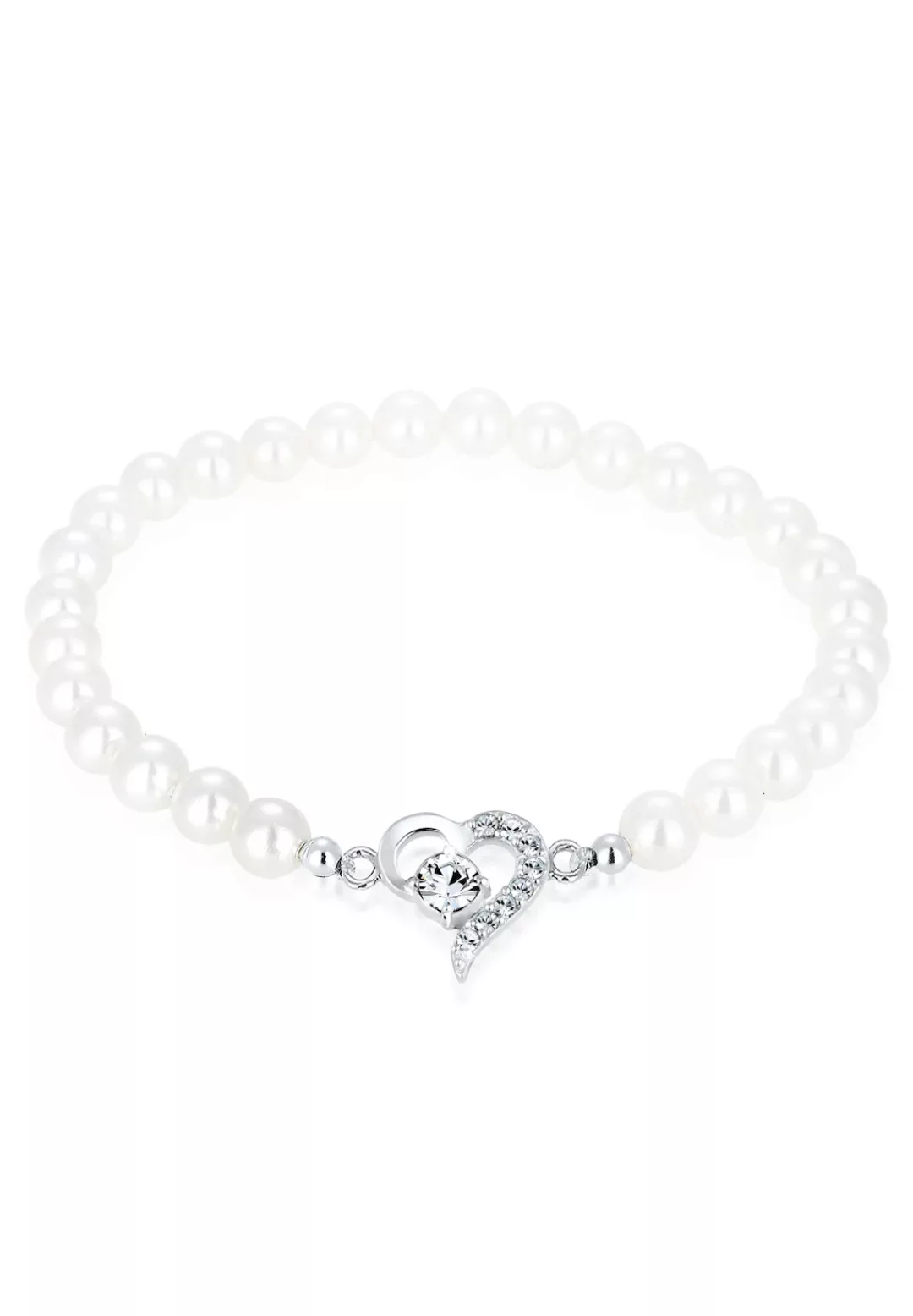 Elli Perlenarmband "Herz Perle Kristalle Silber" günstig online kaufen