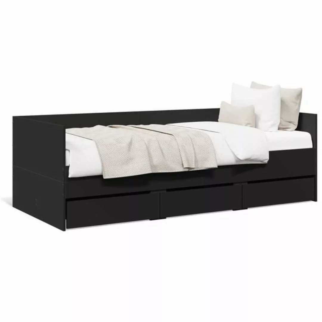 vidaXL Bett Tagesbett mit Schubladen Schwarz 90x200 cm Holzwerkstoff günstig online kaufen