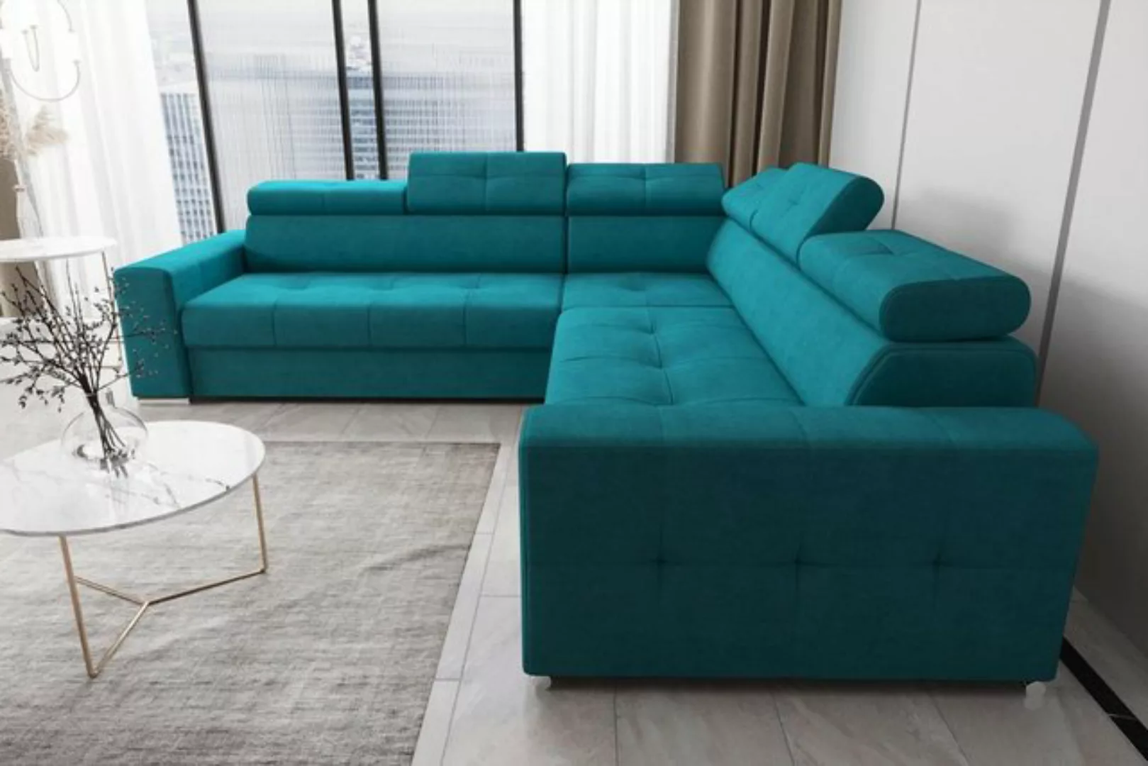 JVmoebel Ecksofa Wohnzimmer Textil Leder Luxus L Form Modern Ecksofa Couch, günstig online kaufen