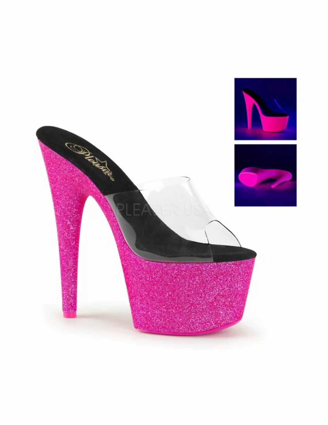 Pantolette ADORE-701UVG, pink, sexy Glitter High Heels von Pleaser günstig online kaufen