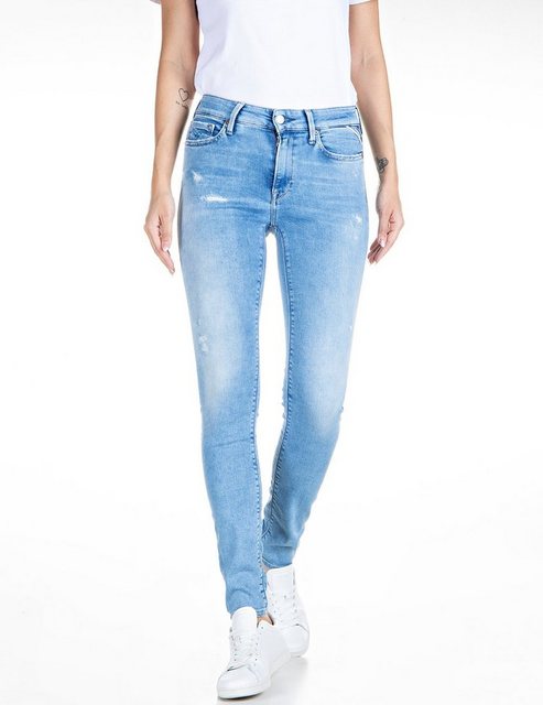 Replay Damen Jeans Luzien - Skinny Fit - Blau - Mid Blue Denim günstig online kaufen