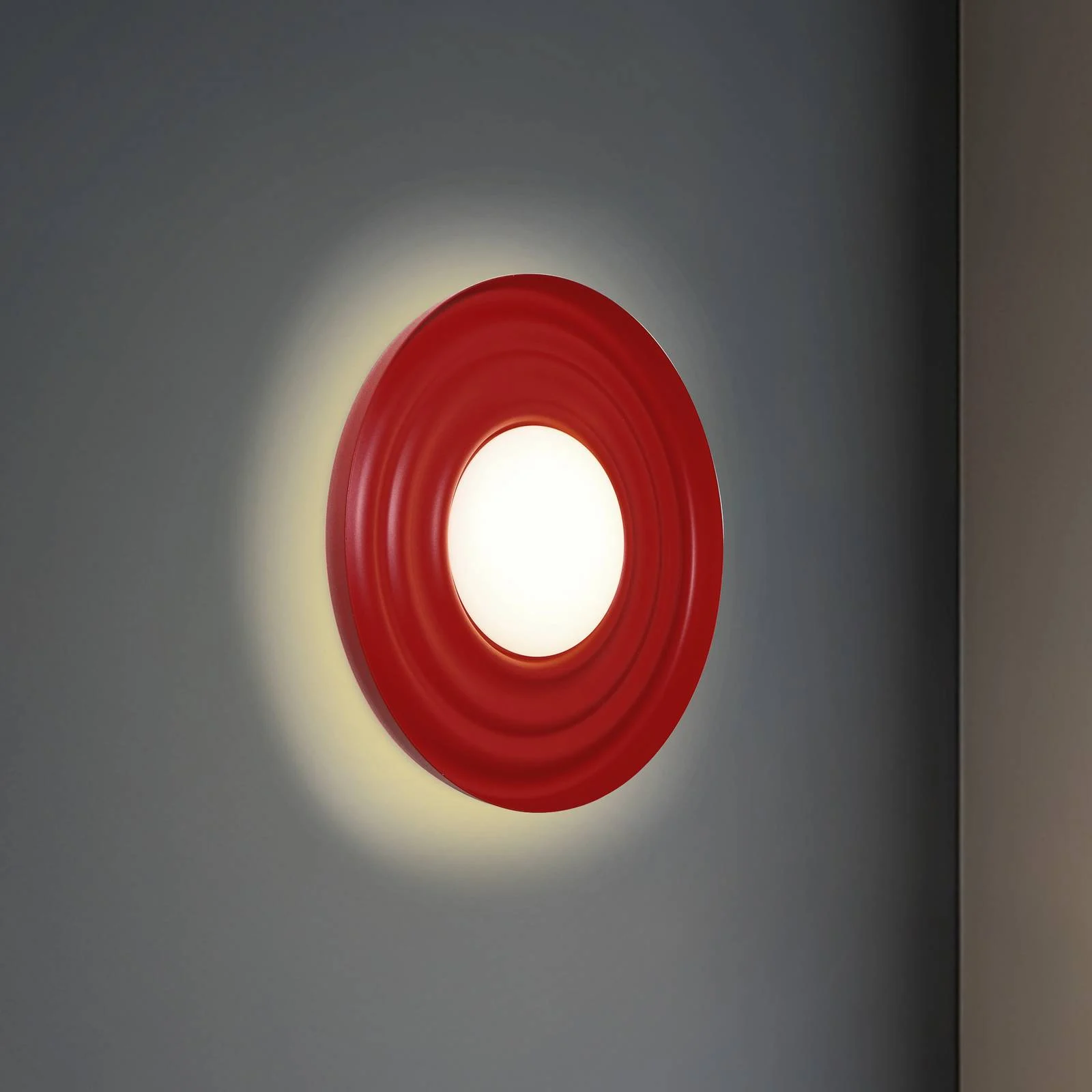 Lindby LED-Wandleuchte Waves, Metall, rot, rund günstig online kaufen