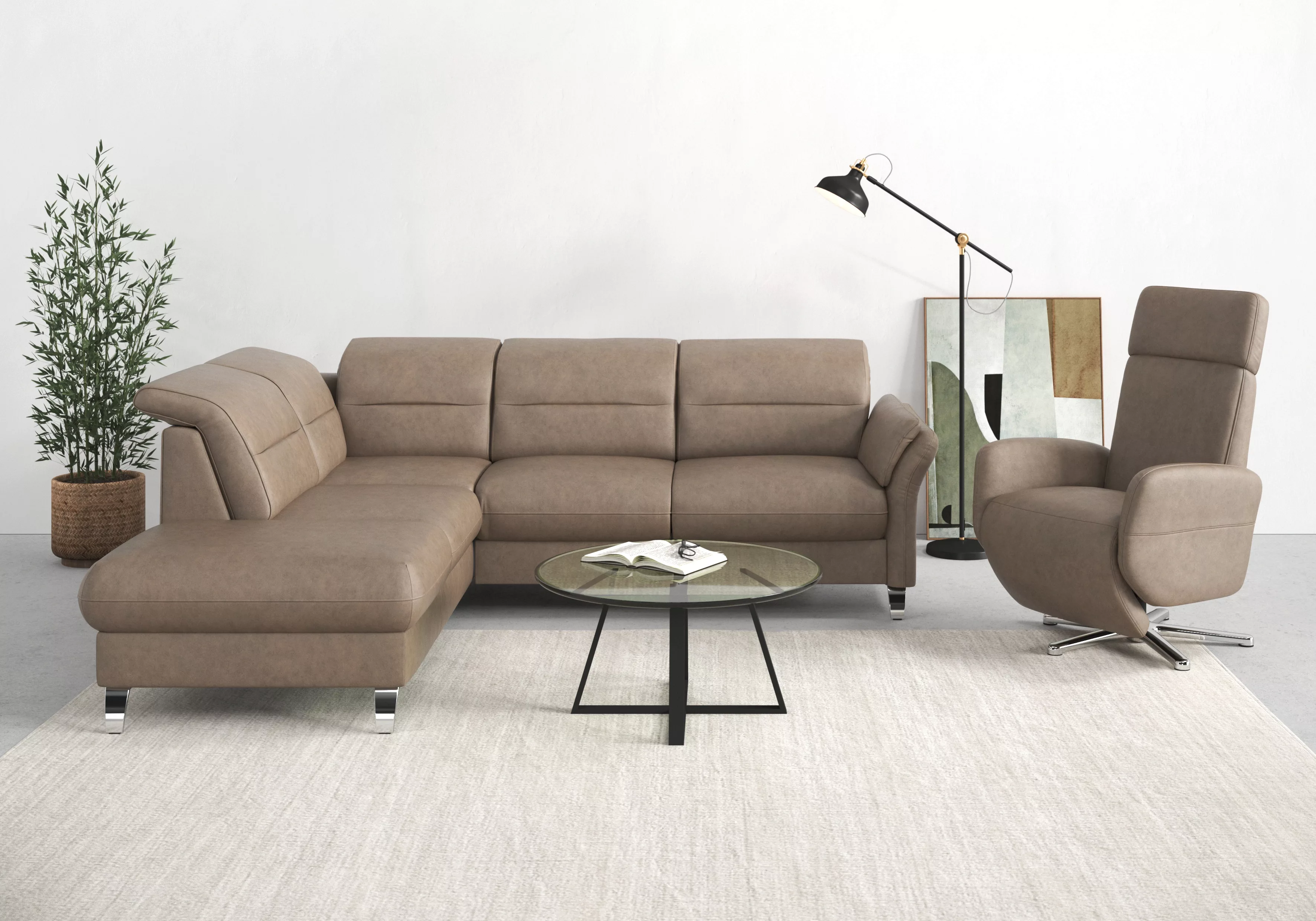 sit&more Ecksofa "Grenoble L-Form mit Federkern", wahlweise mit Bettfunktio günstig online kaufen