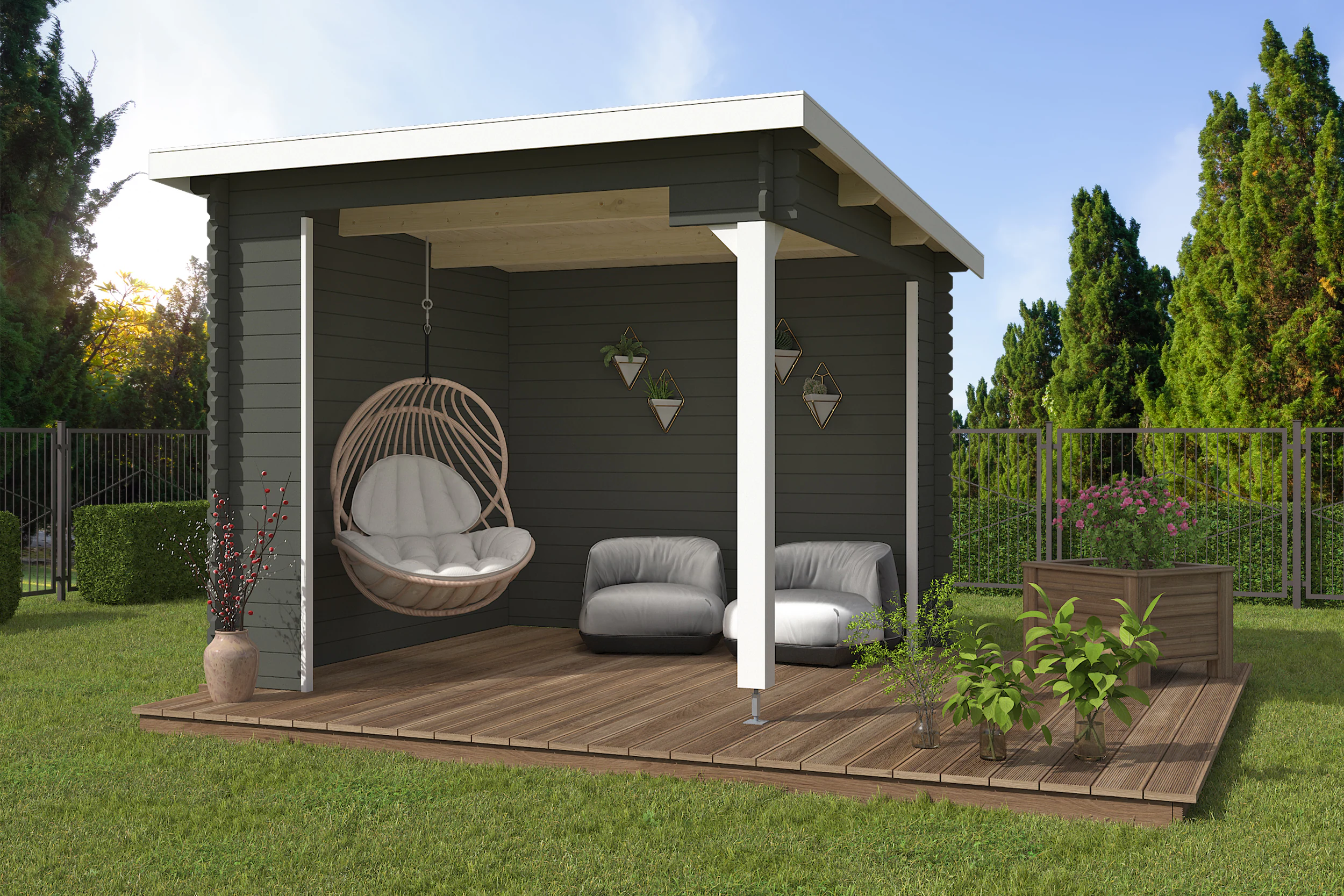 Nordic Holz Gartenhaus "Buffalo 275", (Unterstand inkl. Rückwand) günstig online kaufen