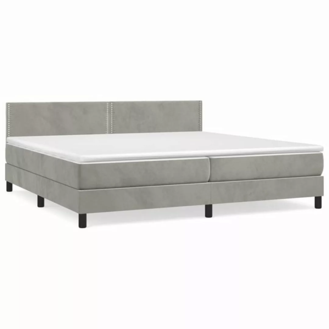 furnicato Bett Boxspringbett mit Matratze Hellgrau 200x200 cm Samt günstig online kaufen