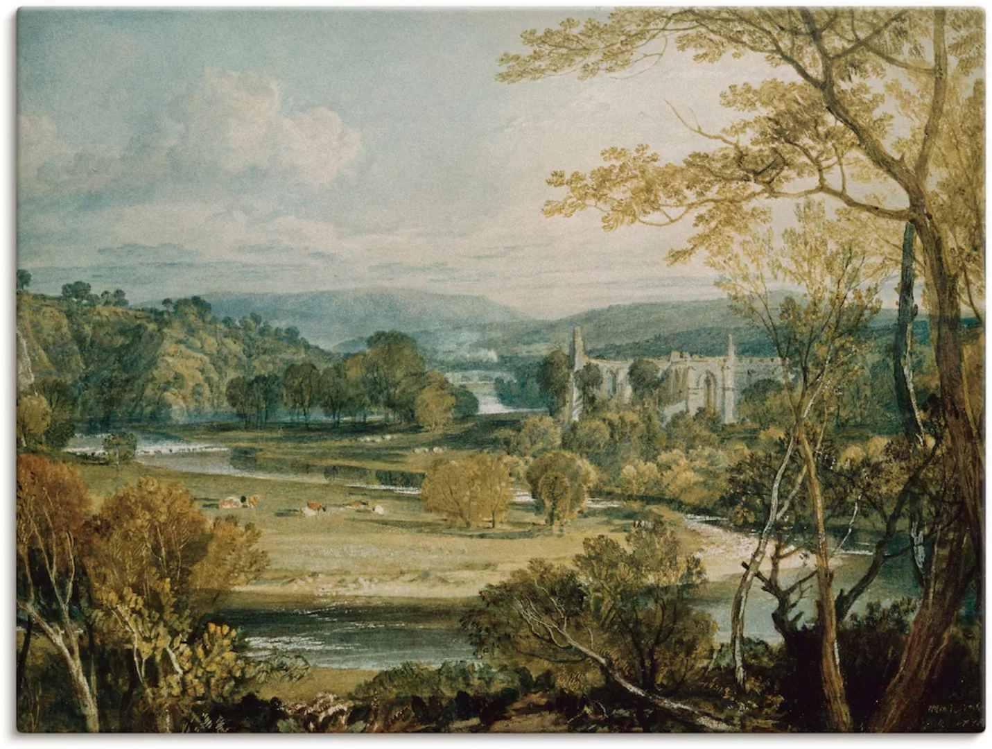 Artland Wandbild "Blick zur Bolton Abbey, Yorkshire. 1809", Wiesen & Bäume, günstig online kaufen
