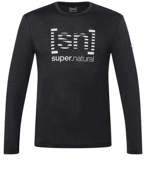 SUPER.NATURAL Langarmshirt für Herren, Merino GRID LOGO LS casual, no smell günstig online kaufen