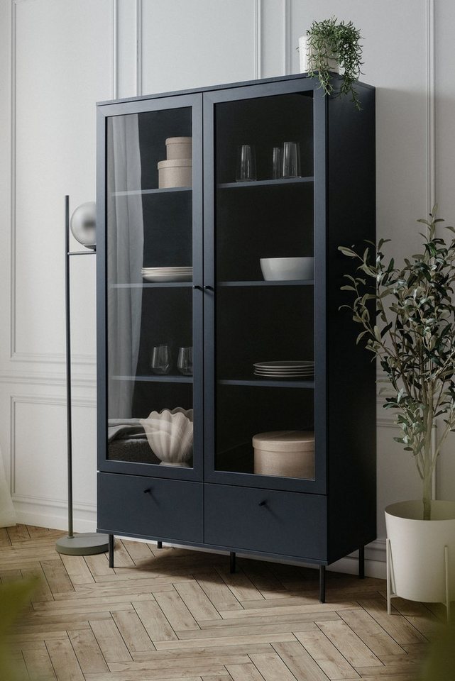 möbelvita Vitrine Vitrine Miami 52A in Navy blau günstig online kaufen