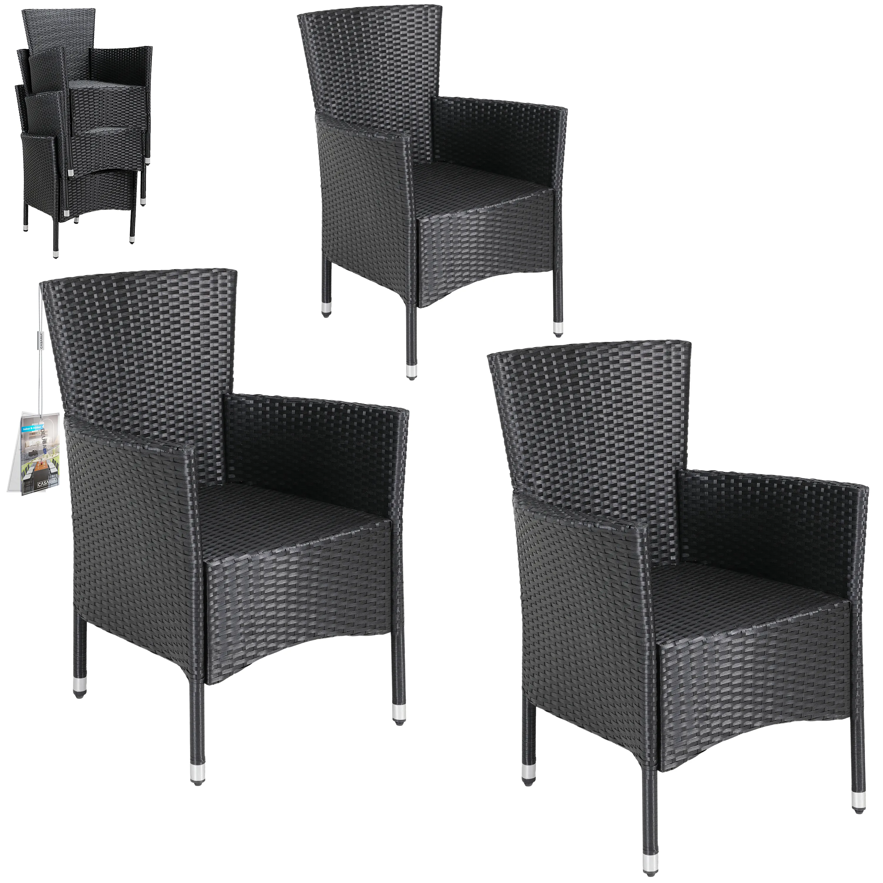 Casaria Gartenstuhl, Rattan Optik Stapelbar 160kg günstig online kaufen