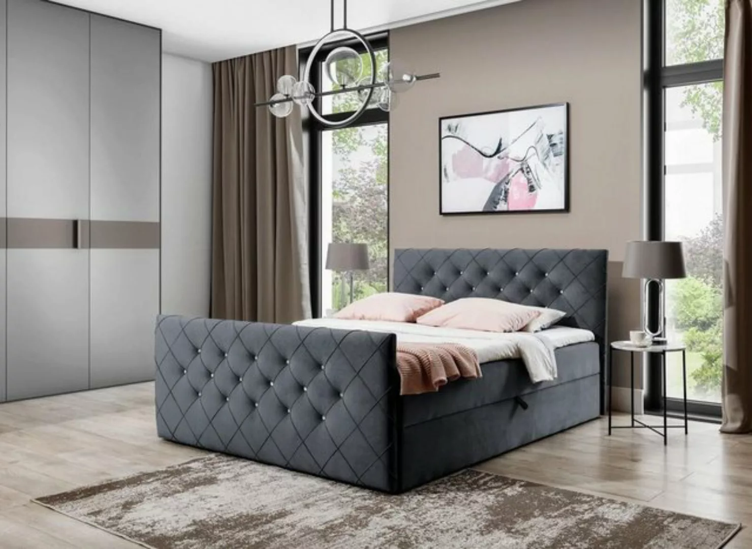 JVmoebel Bett, Chesterfield Boxspringbett Schlafzimmer Design Doppel Hotel günstig online kaufen