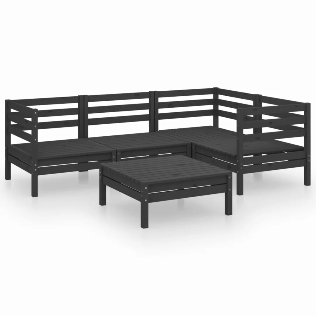 5-tlg. Garten-lounge-set Massivholz Kiefer Schwarz günstig online kaufen