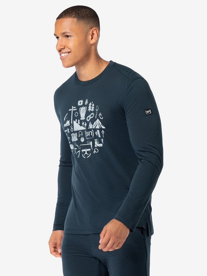 SUPER.NATURAL Langarmshirt für Herren, Merino WELL EQUIPPED Berg Motiv, atm günstig online kaufen