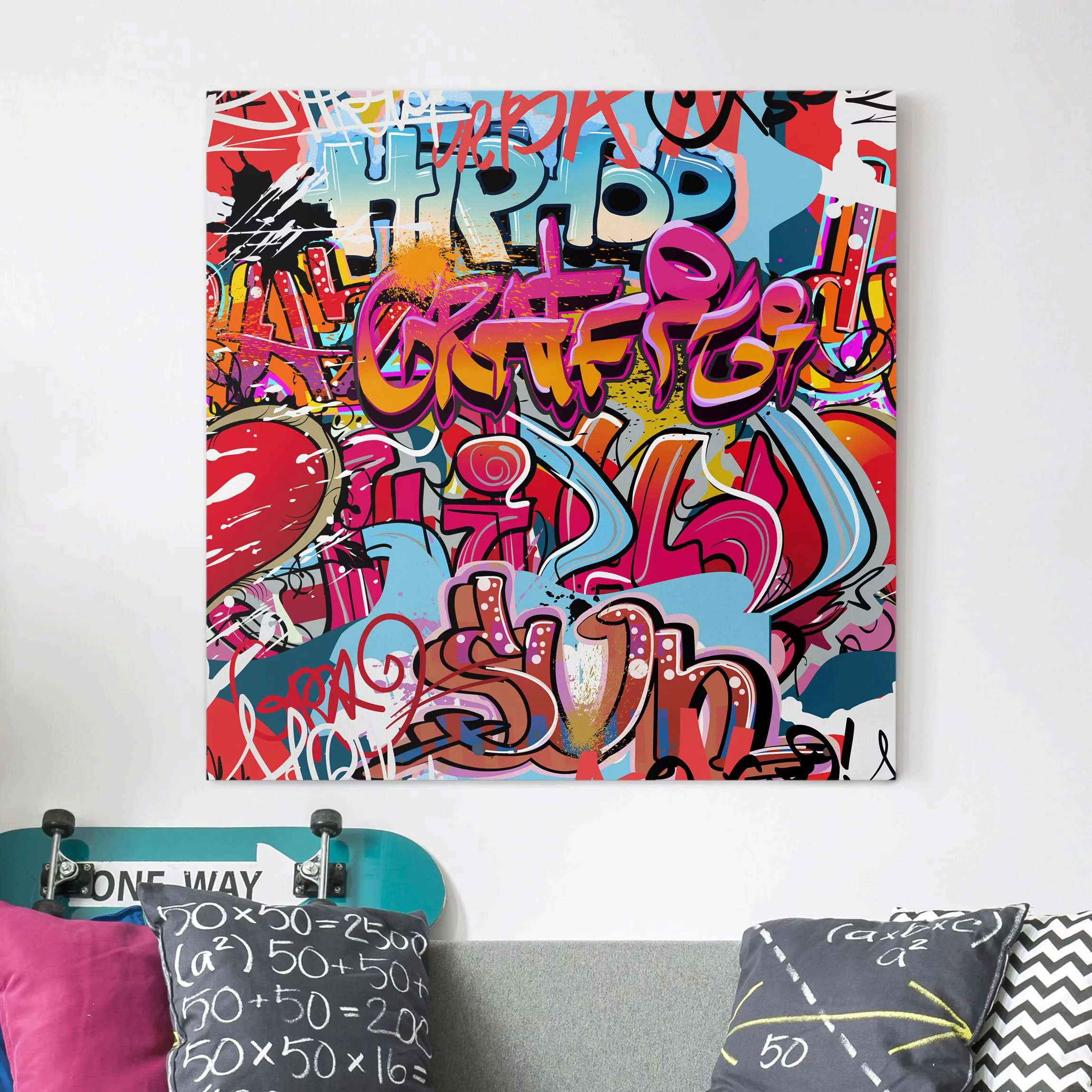 Leinwandbild Kinderzimmer - Quadrat HipHop Graffiti günstig online kaufen