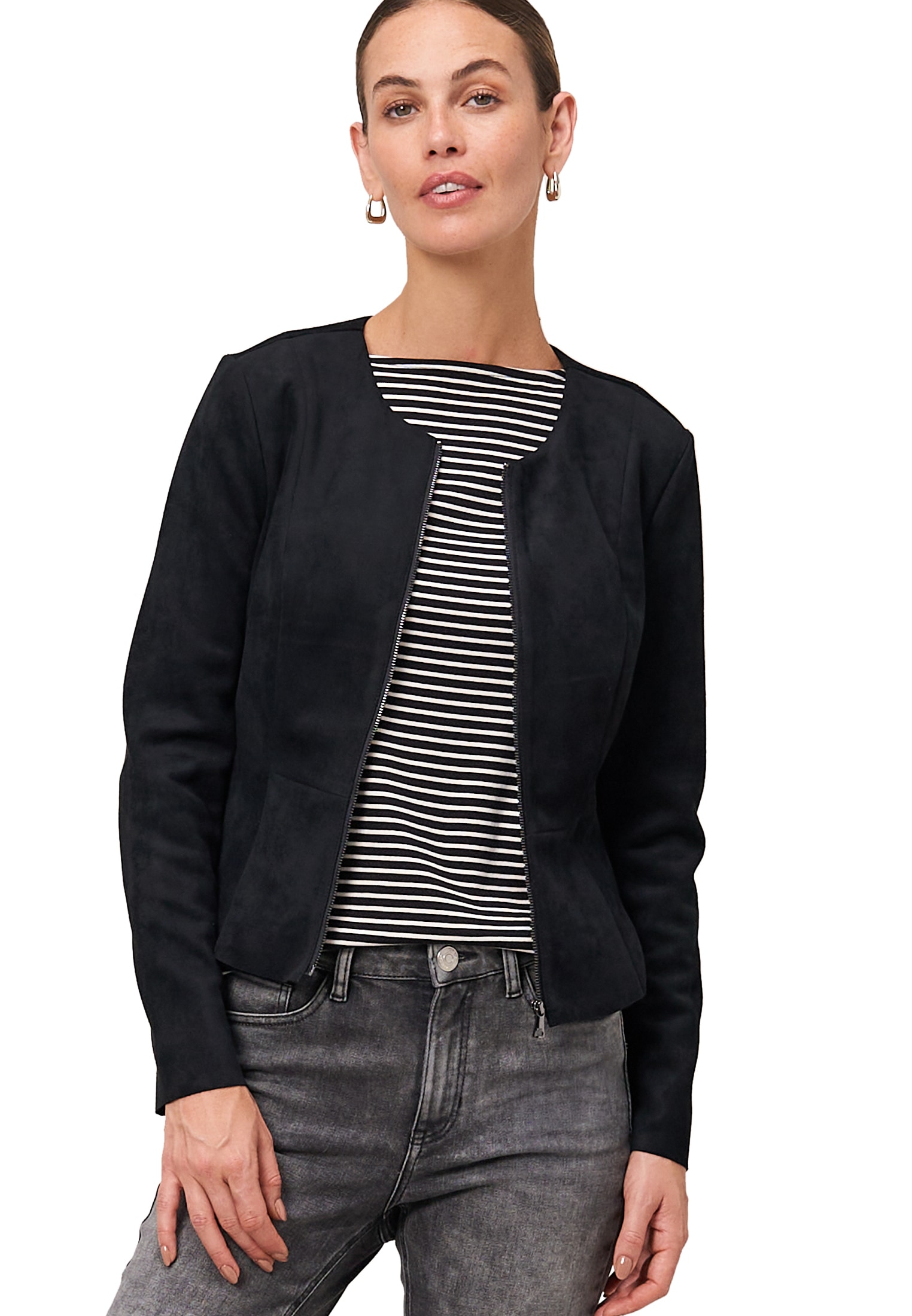 Zero Jackenblazer "zero Damen Blazer Wildlederoptik", Plain/ohne Details günstig online kaufen