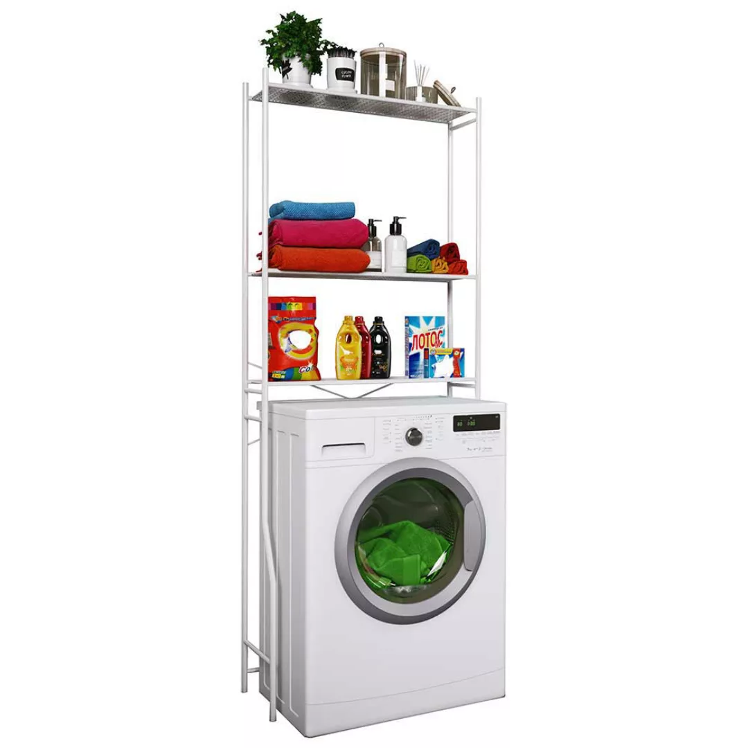Waschmaschine Regal Metall in Weiß 160 cm hoch - 68 cm breit günstig online kaufen