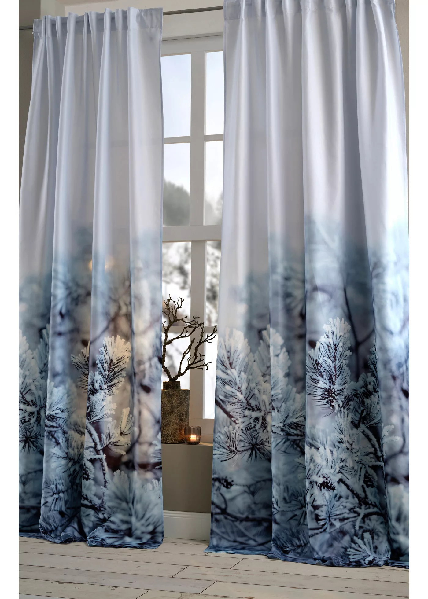 Vorhang mit recyceltem Polyester mit winterlichem Druck (1er Pack) günstig online kaufen