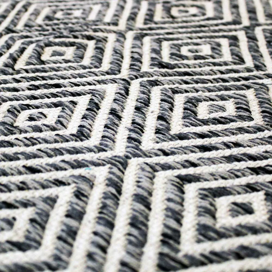 Webstoff Teppich in Creme Weiß und Grau 1 cm hoch günstig online kaufen