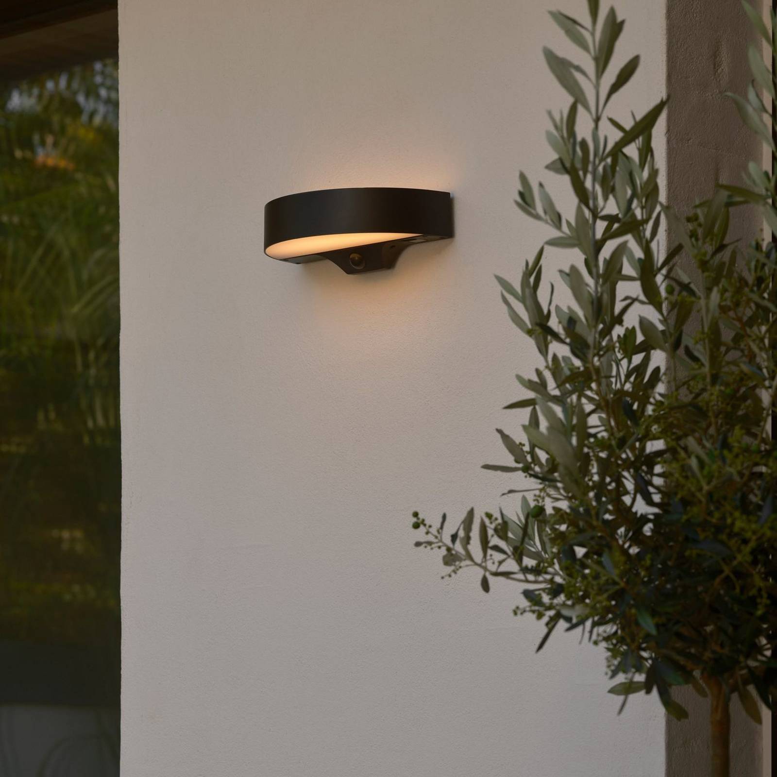 LED-Solar-Außenwandleuchte Monay Round, schwarz, IP44 günstig online kaufen