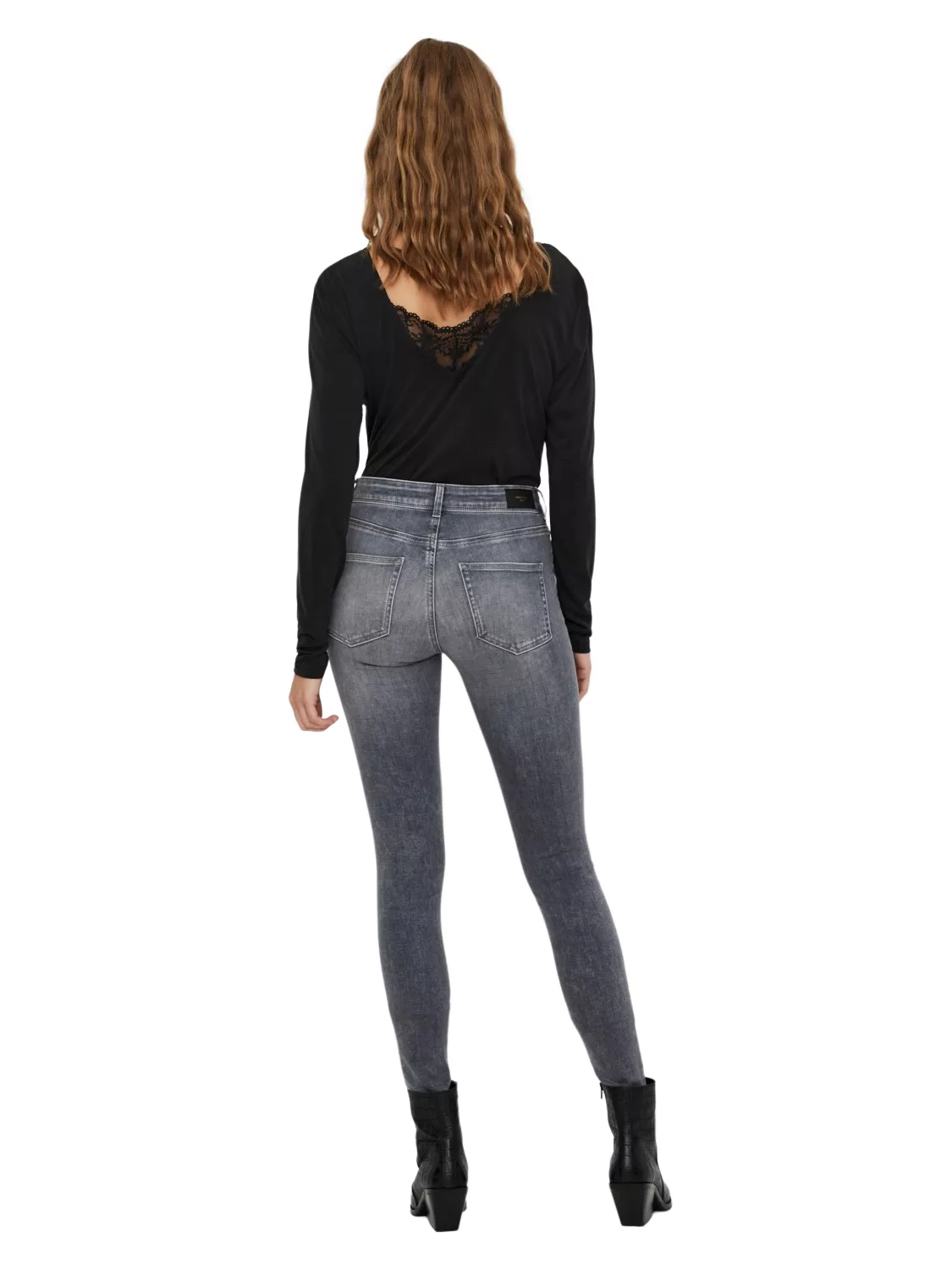 Vero Moda Damen Jeans VMLUX RI201 Slim Fit - Grau - Medium Grey Denim günstig online kaufen