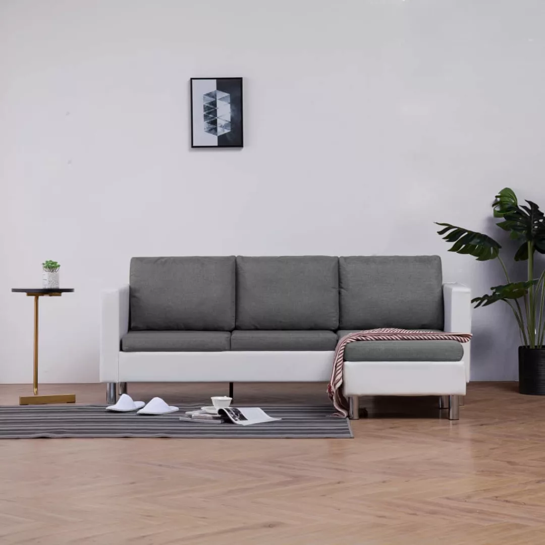 3-sitzer-sofa Mit Kissen Weiß Kunstleder günstig online kaufen