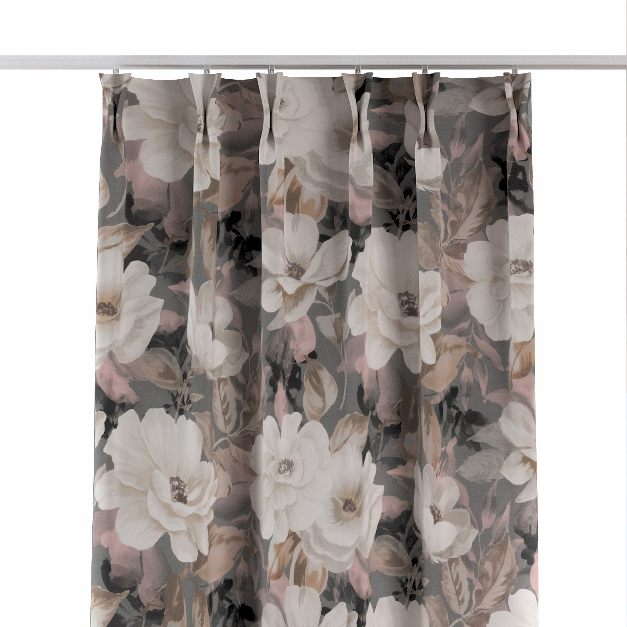 Vorhang mit flämischen 2-er Falten, grau-rosa, Gardenia (142-13) günstig online kaufen