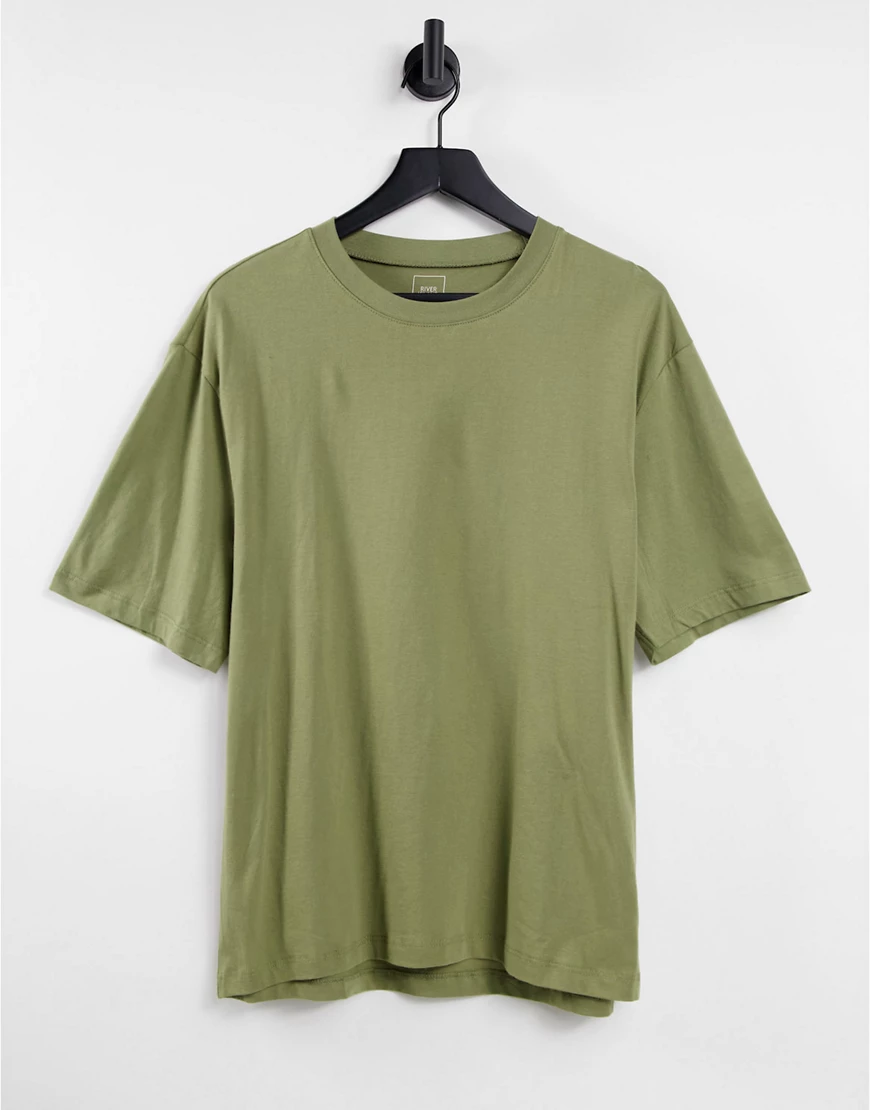 River Island – Oversized-T-Shirt in Khaki-Grün günstig online kaufen