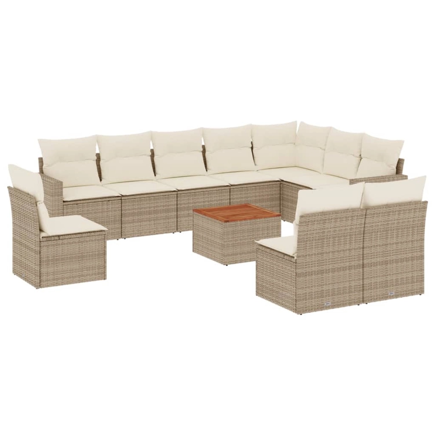 vidaXL 11-Tlg Garten-Sofagarnitur mit Kissen Beige Poly Rattan 3224175 günstig online kaufen