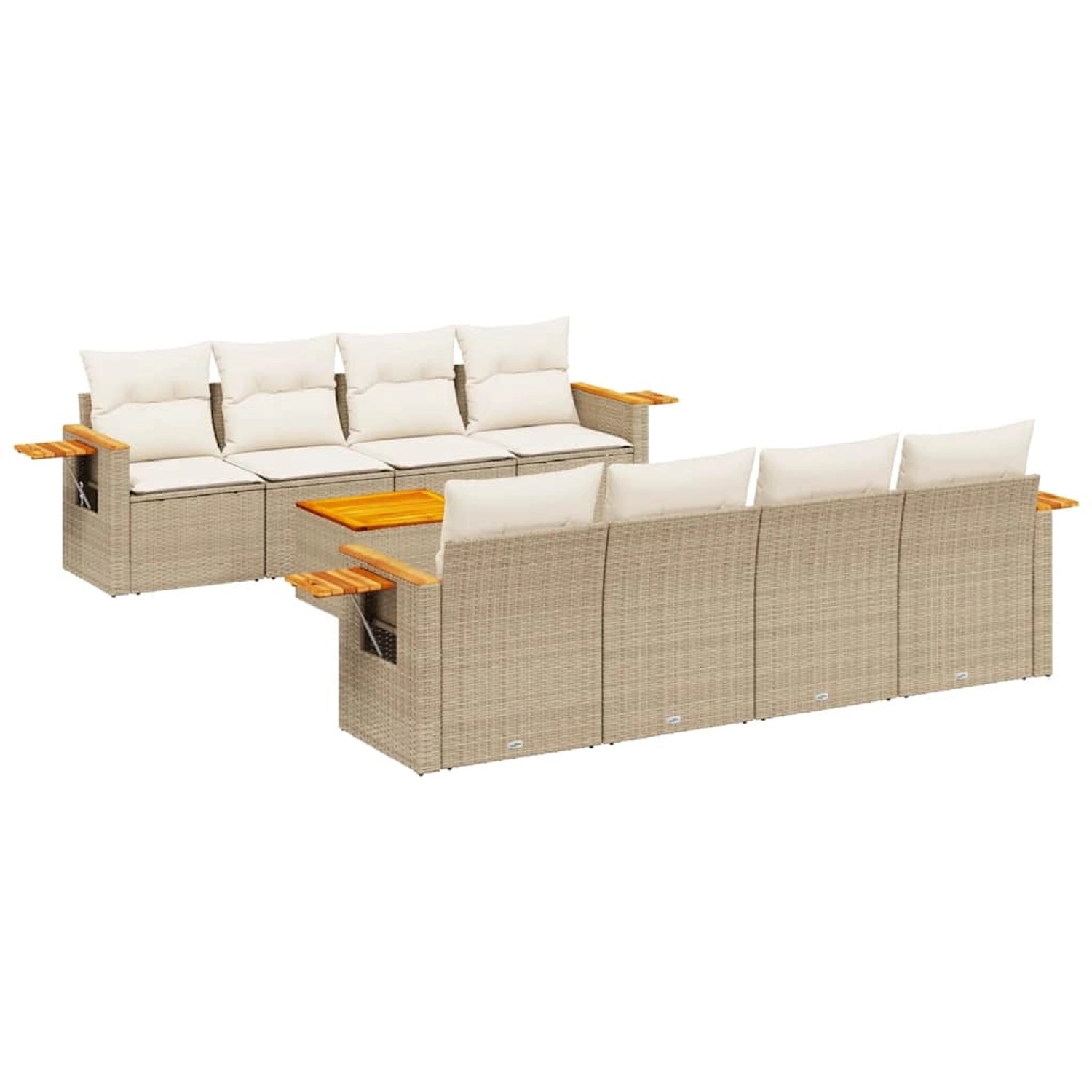 vidaXL 9-Tlg Garten-Sofagarnitur mit Kissen Beige Poly Rattan 3226660 günstig online kaufen