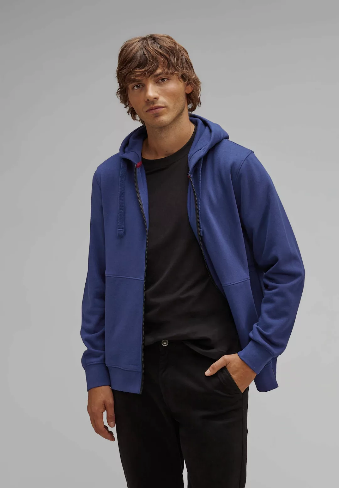 STREET ONE MEN Sweatjacke, mit Kapuze mit Tunnelzugband günstig online kaufen