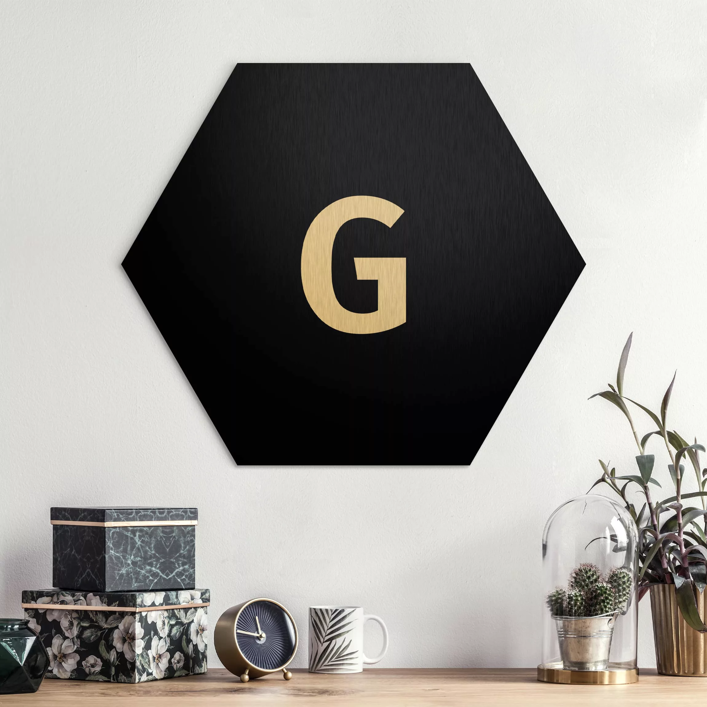 Hexagon-Alu-Dibond Bild Buchstaben Buchstabe Schwarz G günstig online kaufen