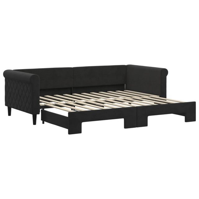 furnicato Bett Tagesbett Ausziehbar Schwarz 90x200 cm Samt (1-tlg) günstig online kaufen