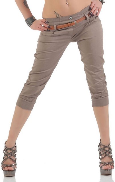 malito more than fashion Caprihose 5398 Caprihose mit Gürtel und Zierknöpfe günstig online kaufen