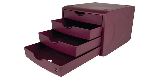 HELIT Hängeregisterschrank Schubladenbox mit Auszugssperre 4 Schubladen rot günstig online kaufen
