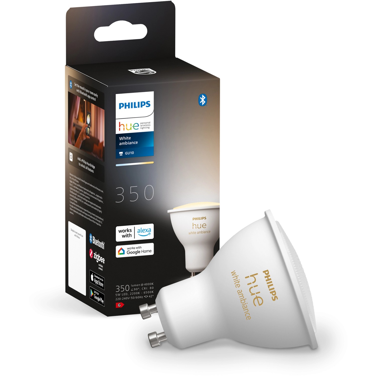 Philips Hue Bluetooth White Ambiance LED GU10 5W 350lm Einerpack günstig online kaufen