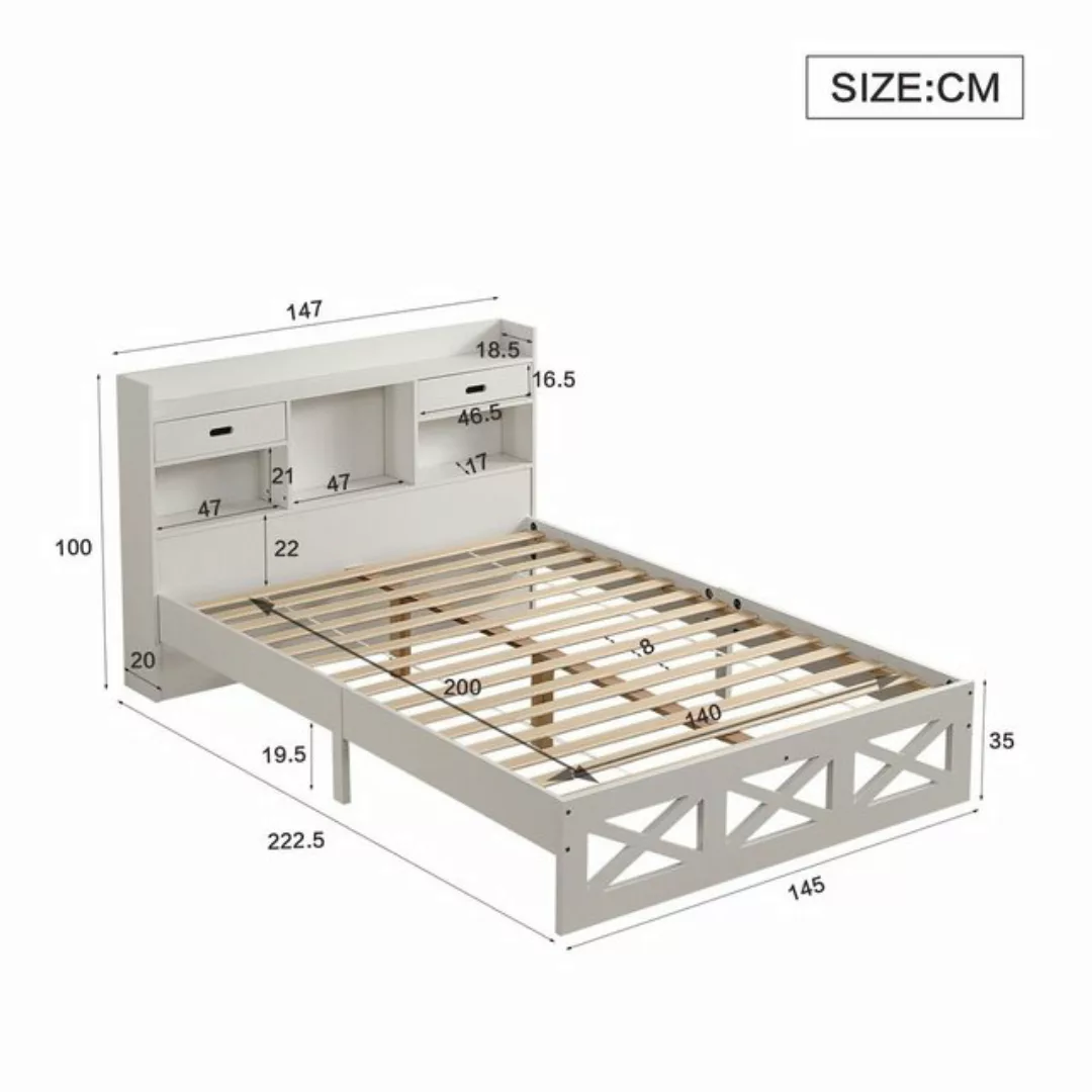 HAUSS SPLOE Holzbett Holzbett Doppelbett Bettgestell Kinderbett Gästebett ( günstig online kaufen