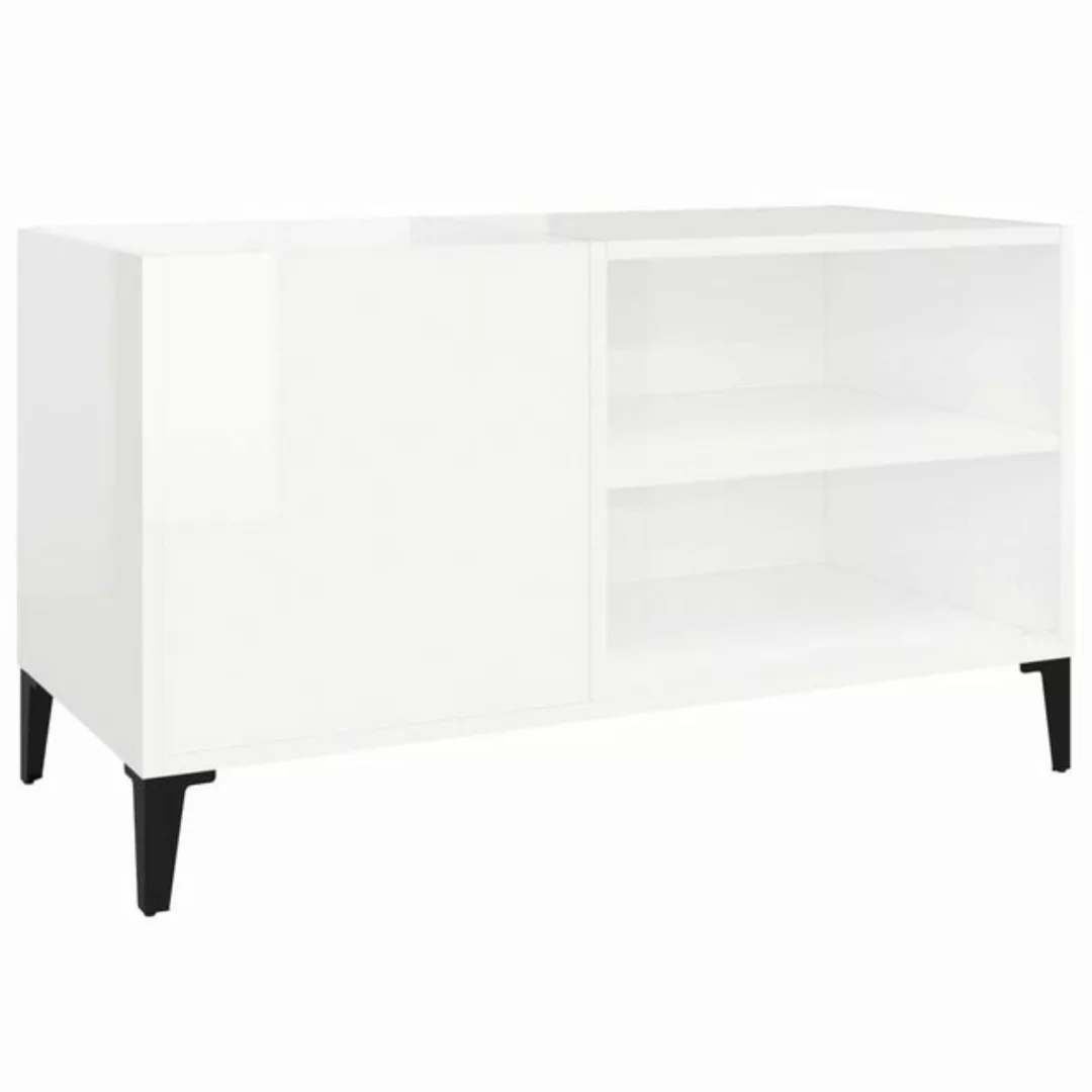 vidaXL Beistellschrank Plattenschrank Hochglanz-Weiß 84,5x38x48 cm Holzwerk günstig online kaufen