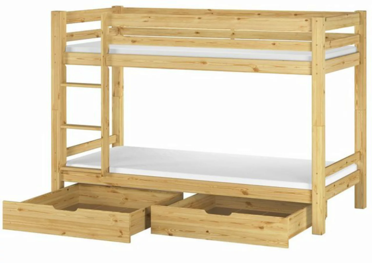 ERST-HOLZ Etagenbett Stockbett 90x200 Kiefer mit Rollrost, Matratzen und Be günstig online kaufen