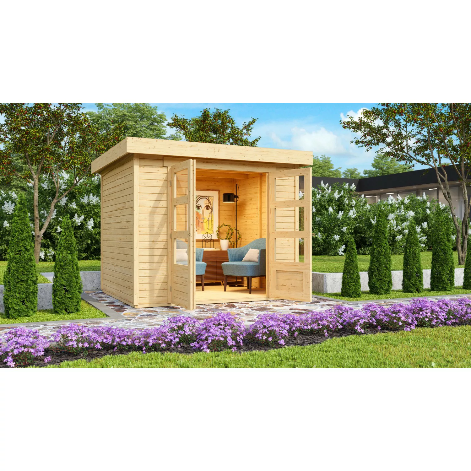 Karibu Express Gartenhaus Speedy B Naturbelassen 242 cm x 217 cm günstig online kaufen