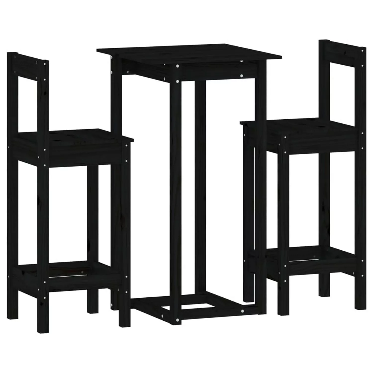 vidaXL 3-tlg. Bar-Set Schwarz Massivholz Kiefer Modell 2 günstig online kaufen