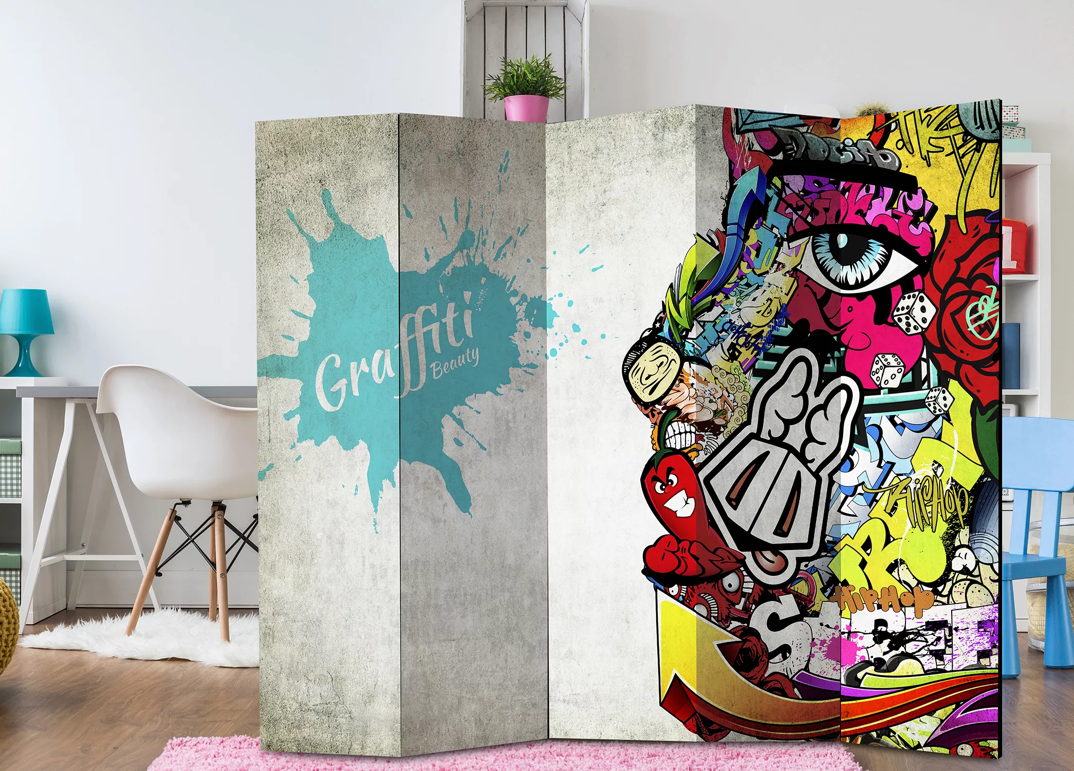 5-teiliges Paravent - Graffiti Beauty [room Dividers] günstig online kaufen