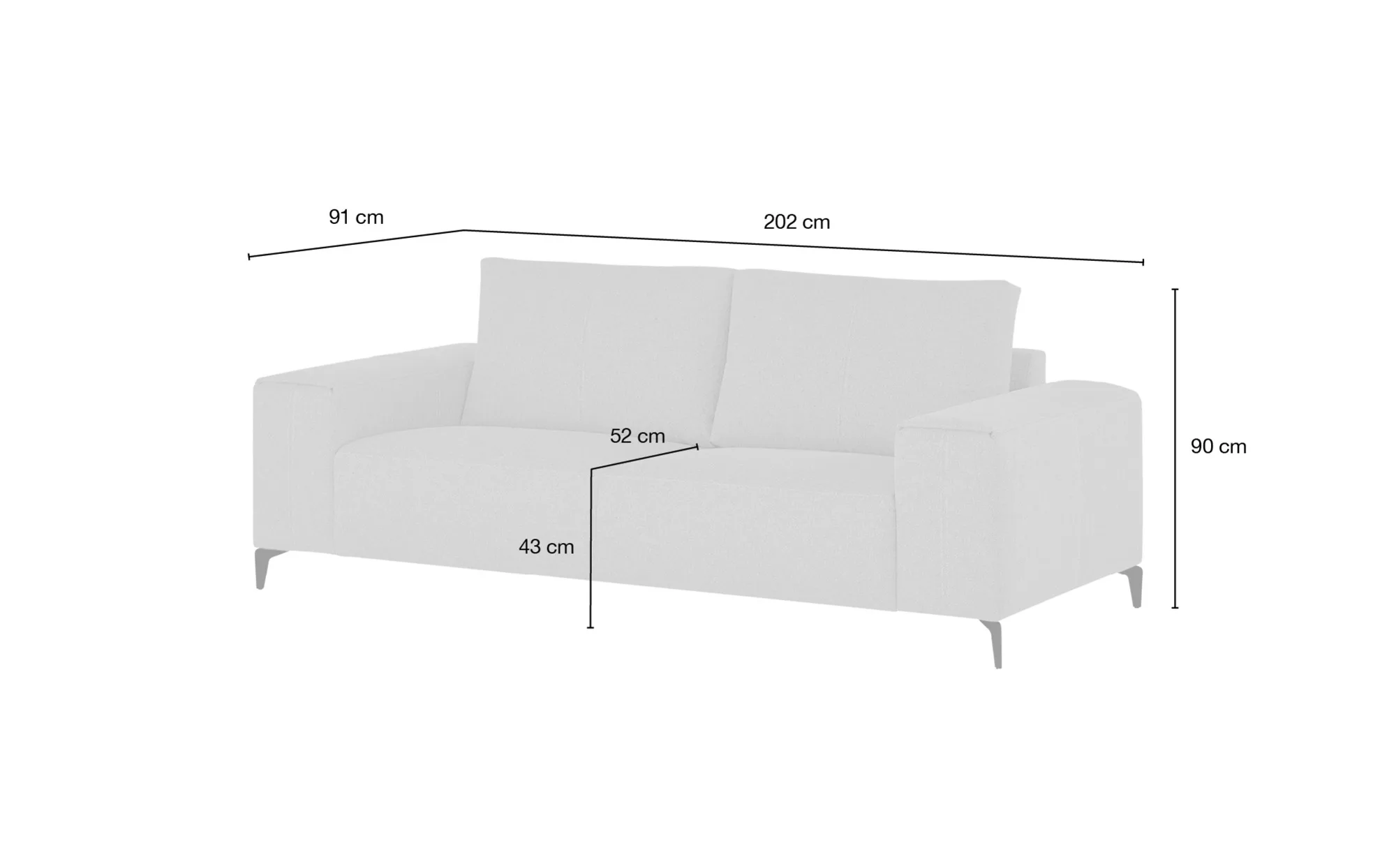 smart Sofa  Gabriela ¦ schwarz ¦ Maße (cm): B: 202 H: 90 T: 91 Polstermöbel günstig online kaufen