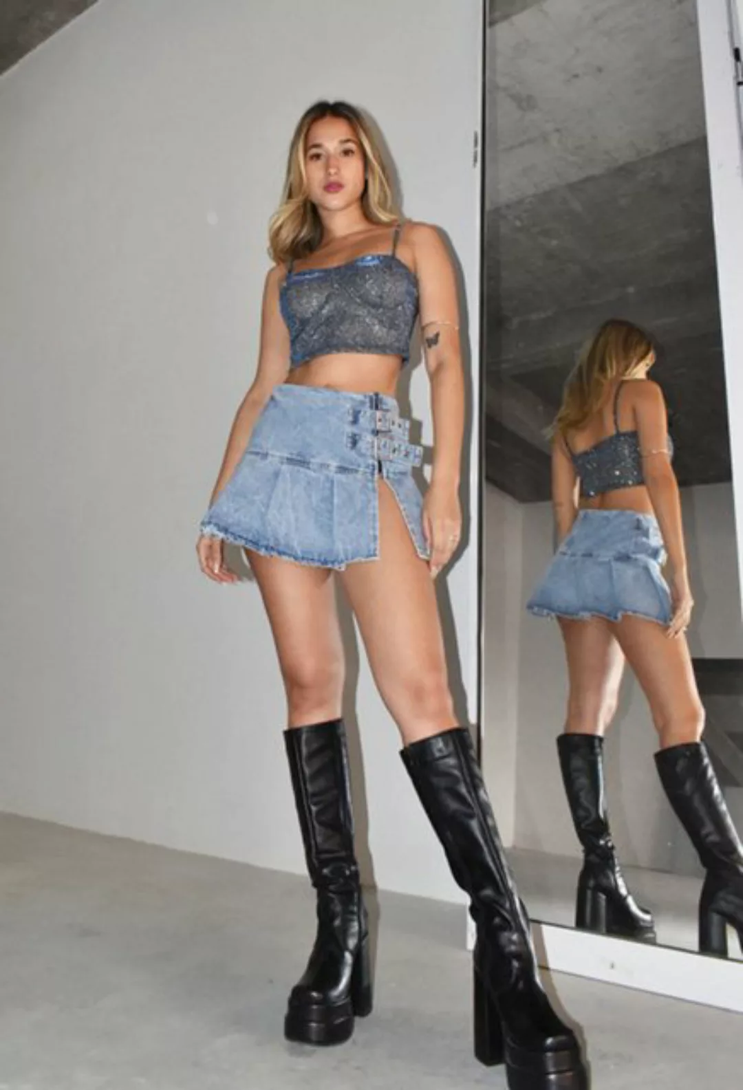 CHENIN Sommerrock Nische Sexy Split Denim Short Skirt Frauen Sommermode tun günstig online kaufen