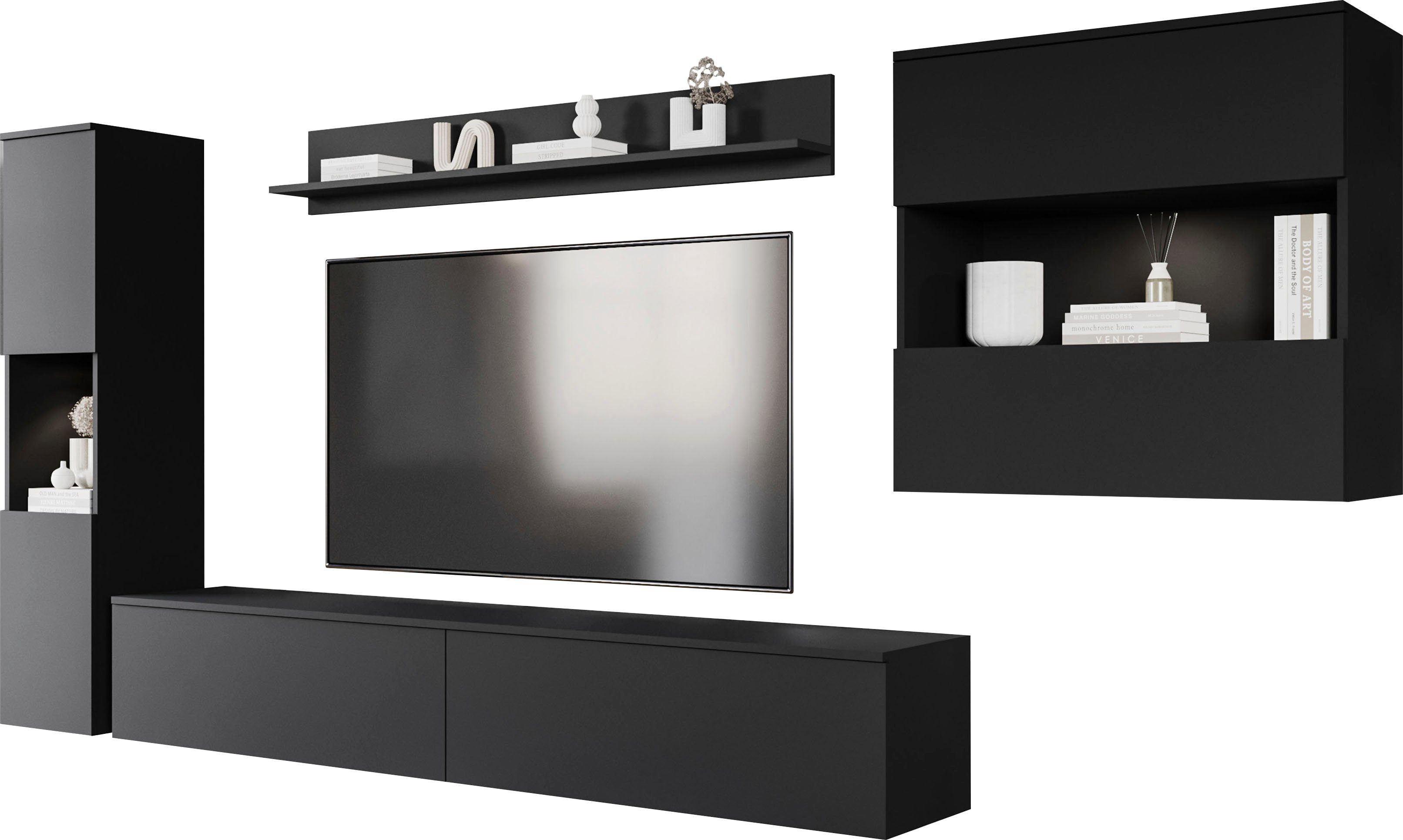 INOSIGN Wohnwand "PARIS, Vitrine Türanschlag links/rechts wechselbar", (Kom günstig online kaufen