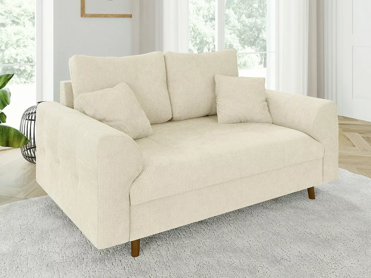 S-Style Möbel 2-Sitzer Sofa Kristian mit Braun Holzfüßen aus Chenille-Stoff günstig online kaufen